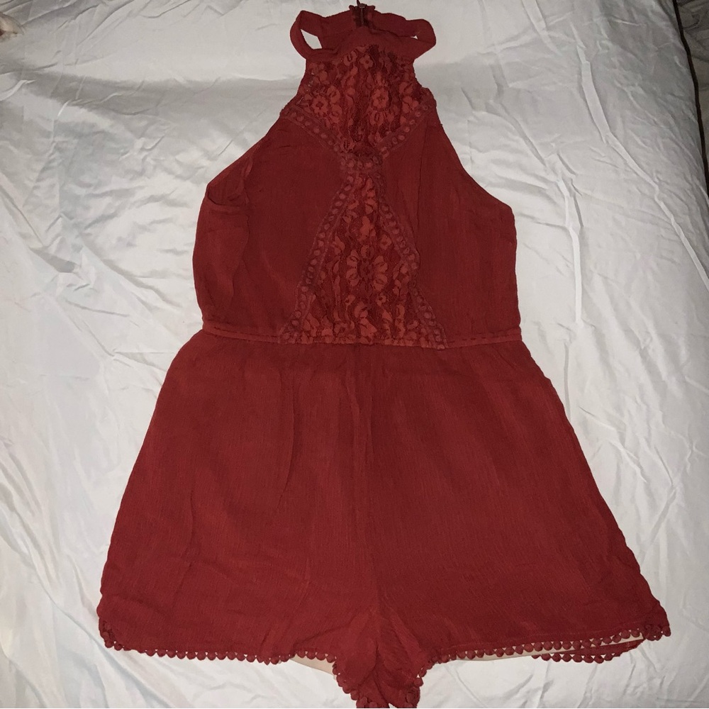 Lace-detailed romper